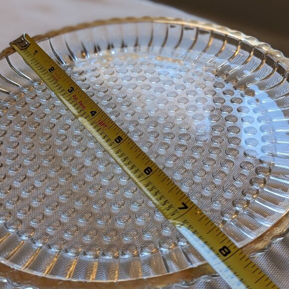 Vintage Jeannette Glass Creamer Sugar Bowl & Tray Set Ribbed Gold Hobnail MCM - Picture 11 of 16